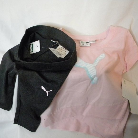 Puma Cute Infant 2 Piece Outfit Pink and Gray Set Athletic Girl 24 months - Picture 4 of 4